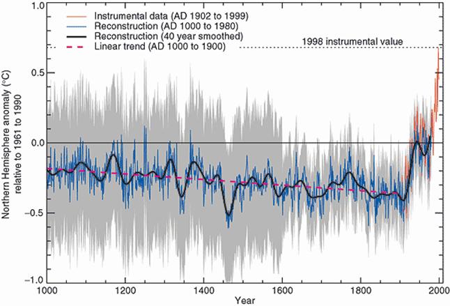 Millennial Northern Hemisphere surface air temperature reconstruction.