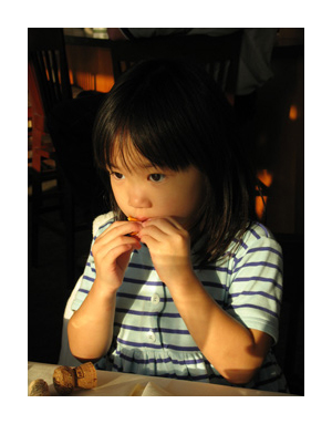 Claire at dinner in Bellingham